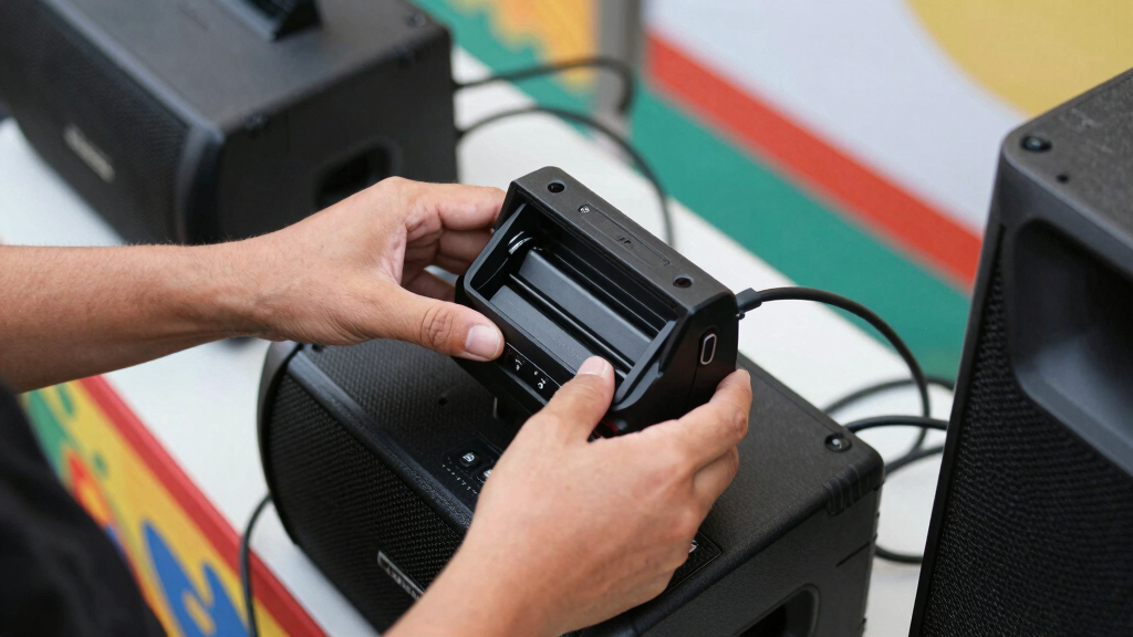 Battery-powered speakers for street festivals