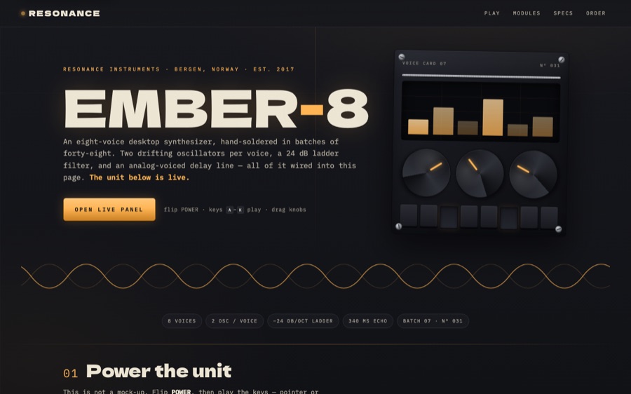 RESONANCE — Ember-8 Polyphonic Desktop Synthesizer